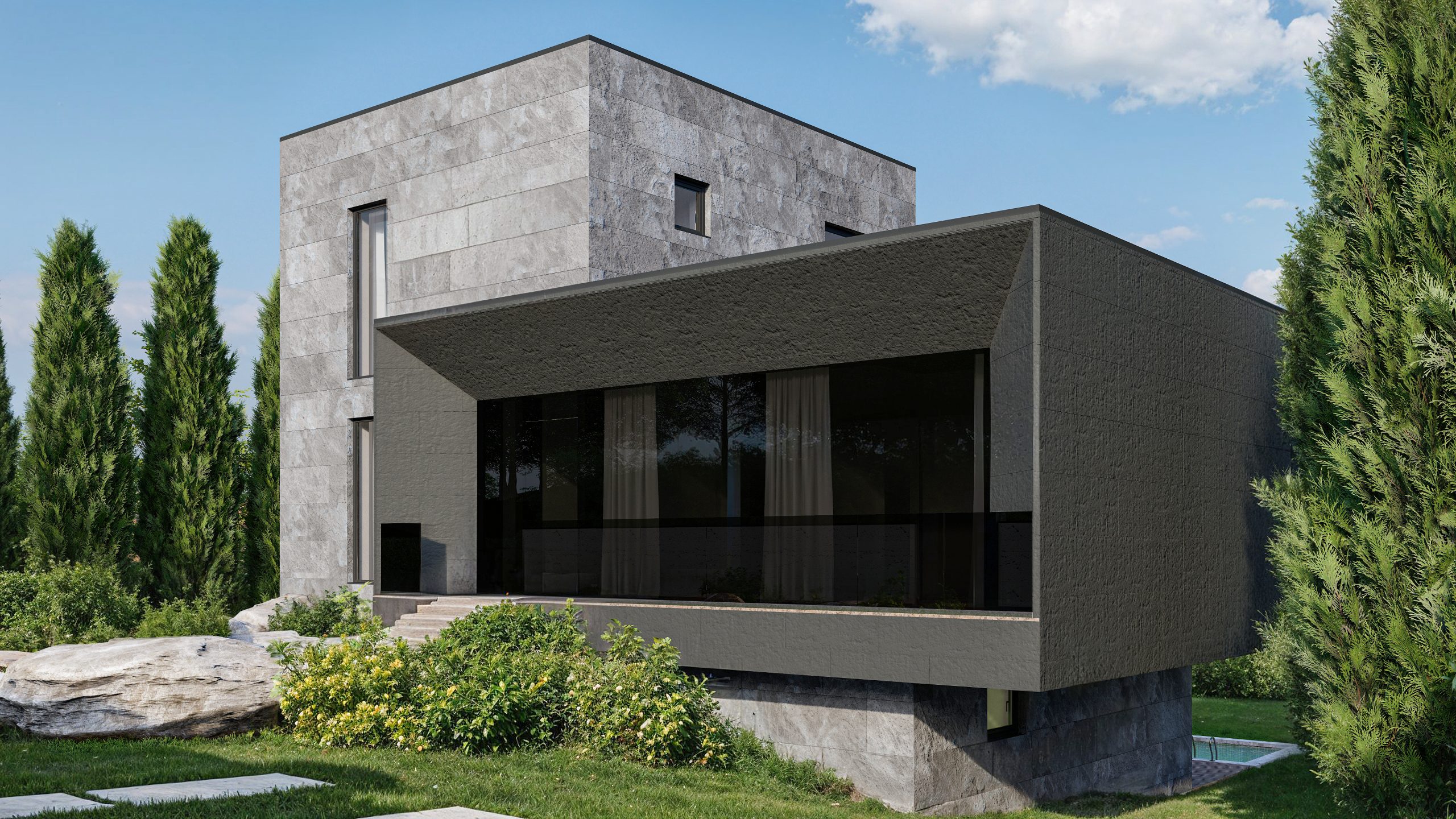 casă modernă cu fațadă finisată realizată de Fatade3D – lucrări renovare fațade și construcții în Moldova